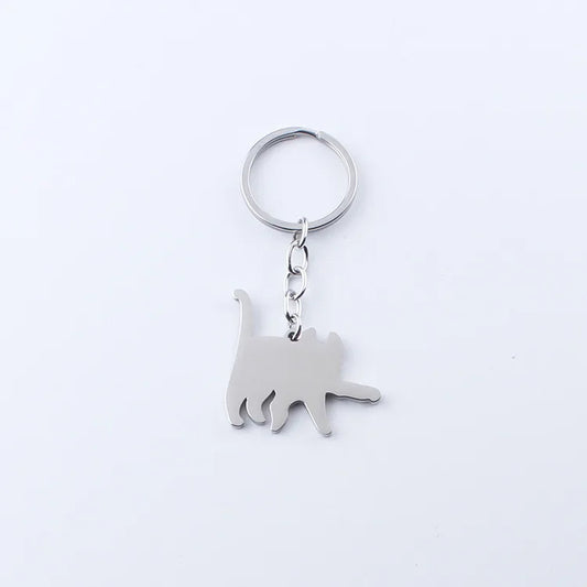 Cute Cartoon Knife Cat Keychain Stainless Steel Black Kitten Key Chains